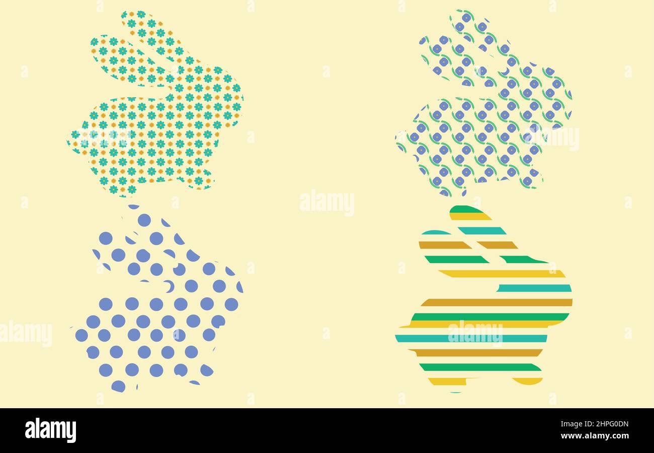 Cute Easter Bunnies.Happy Easter.Set.Pattern seamless Stock Vector