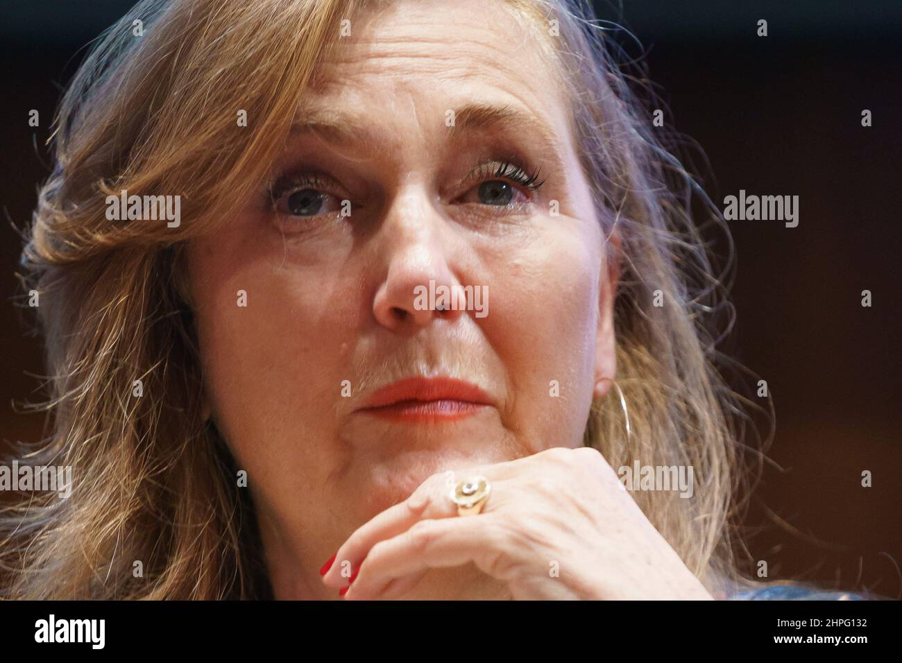 Madrid, Spain. 21st Feb, 2022. Francesca Thyssen-Bornemisza seen during the presentation of the exhibition Ragnar Kjartansson. Emotional Landscapes at the Thyssen Museum in Madrid. Credit: SOPA Images Limited/Alamy Live News Stock Photo
