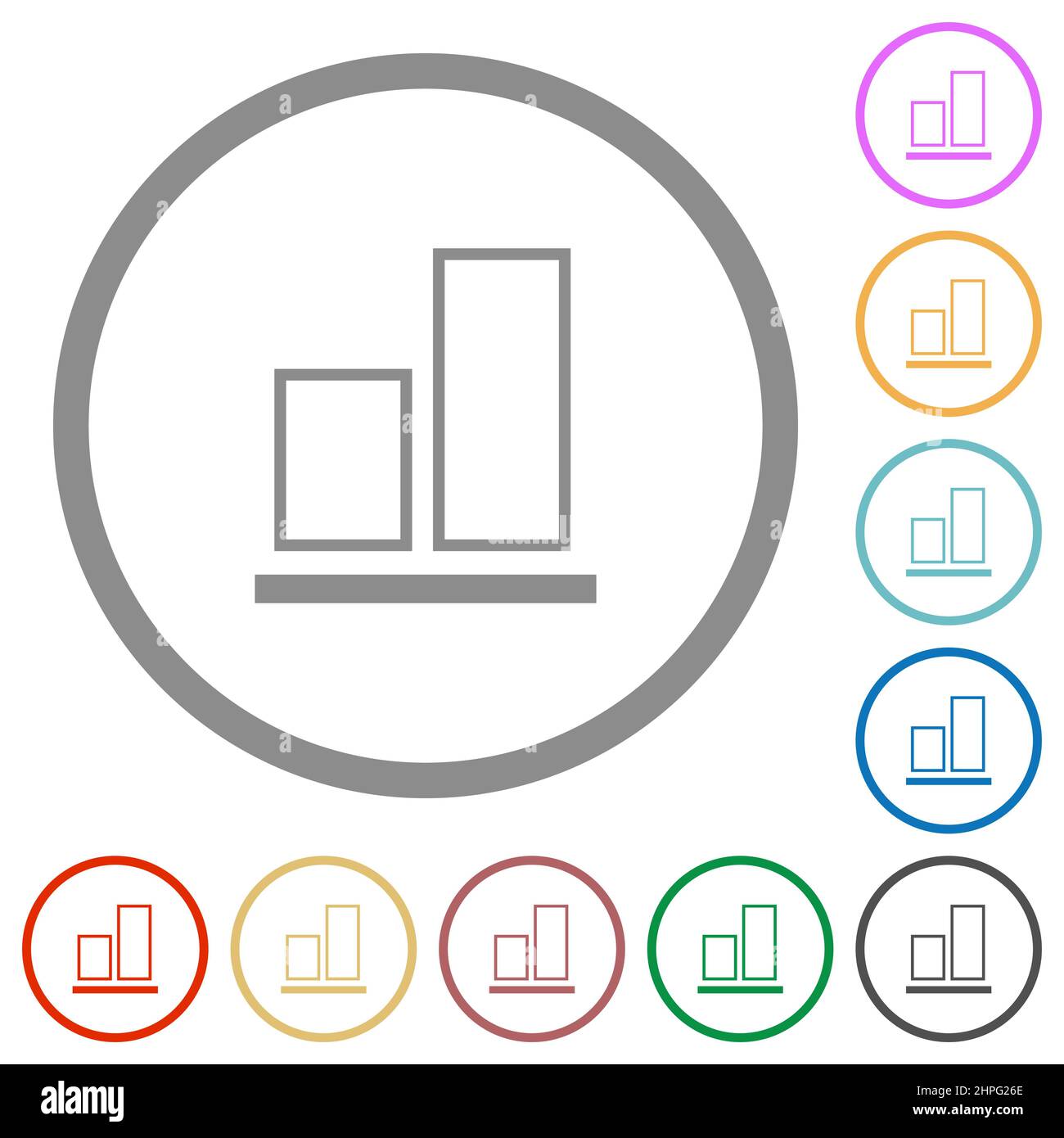Align to bottom outline flat color icons in round outlines on white ...