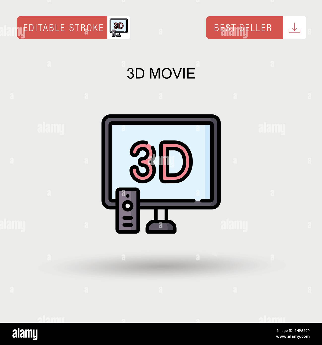 3d movie Simple vector icon. Stock Vector