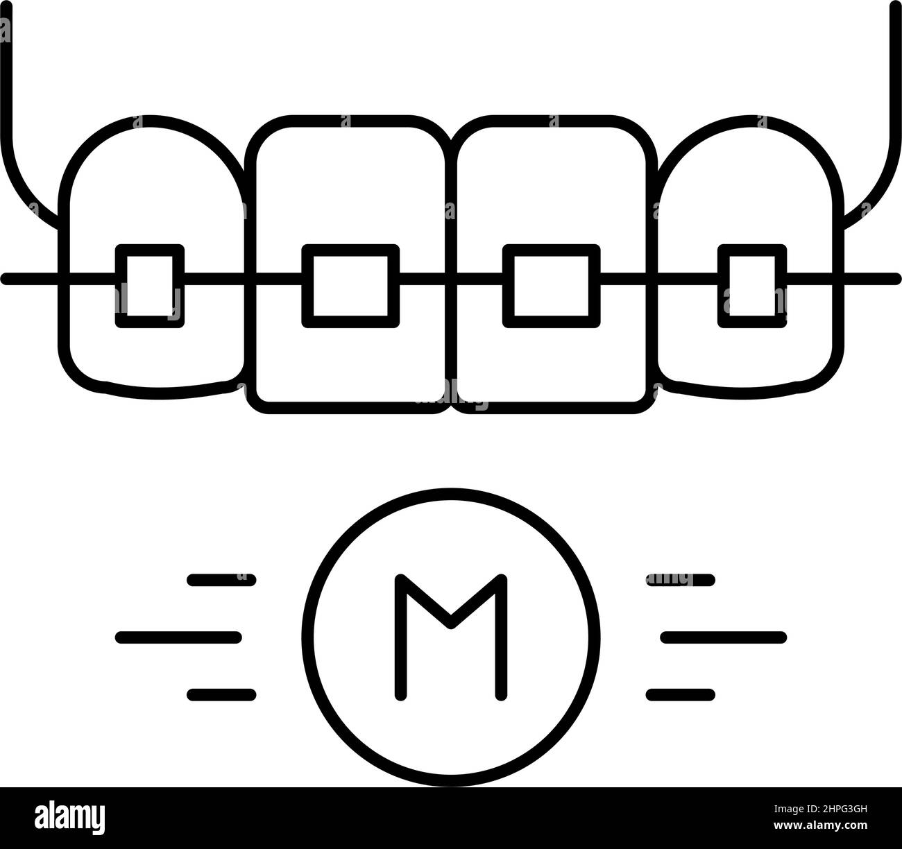 metal material tooth braces line icon vector illustration Stock Vector ...