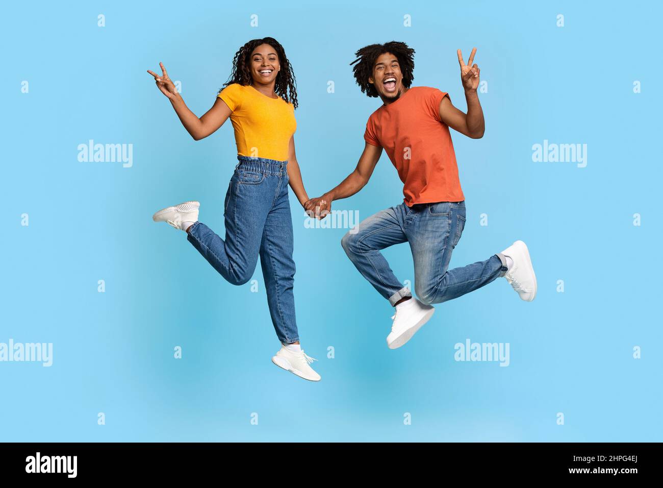 Happy african american lovers beautiful millennial man and woman in ...