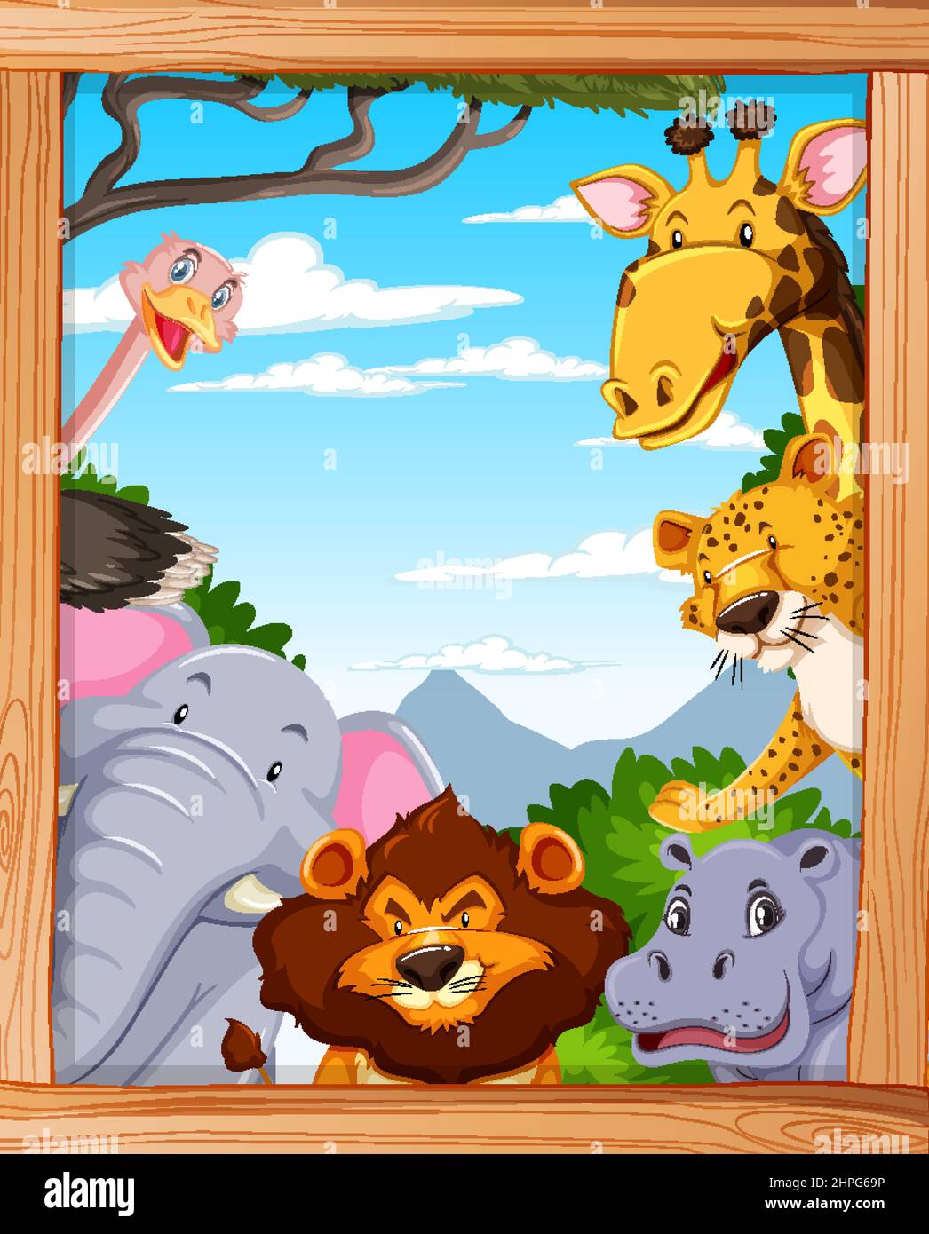 Banner with various wild animals illustration Stock Vector Image & Art ...