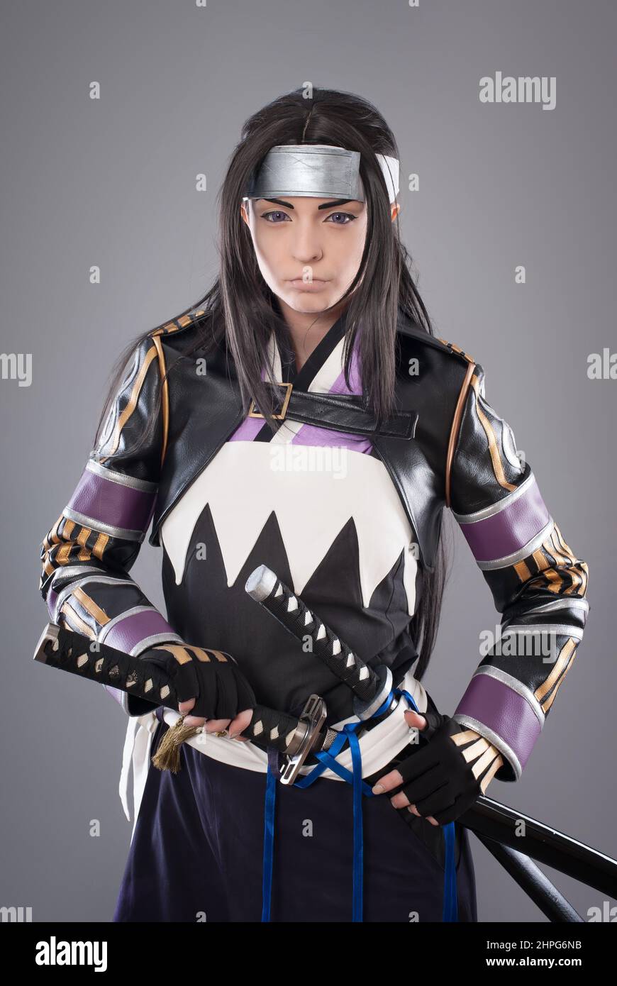 Japanese samurai with katana sword. Studio shoot. Isolated Stock Photo Alamy