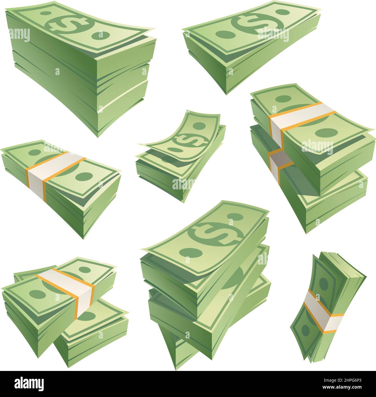 Cartoon stack banknotes. Stacks cash green money, dollar bills, stacking  dollar banknote, pile cashs paper currency, heap 100 payment note pack,  isolated recent vector illustration. Money cash cartoon Stock Vector Image &