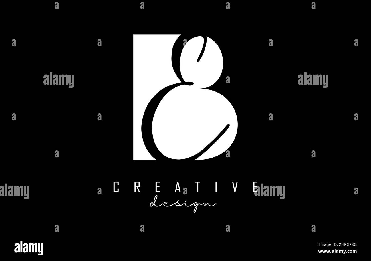 Black and white BE Letters logo with negative space. Letters B and e