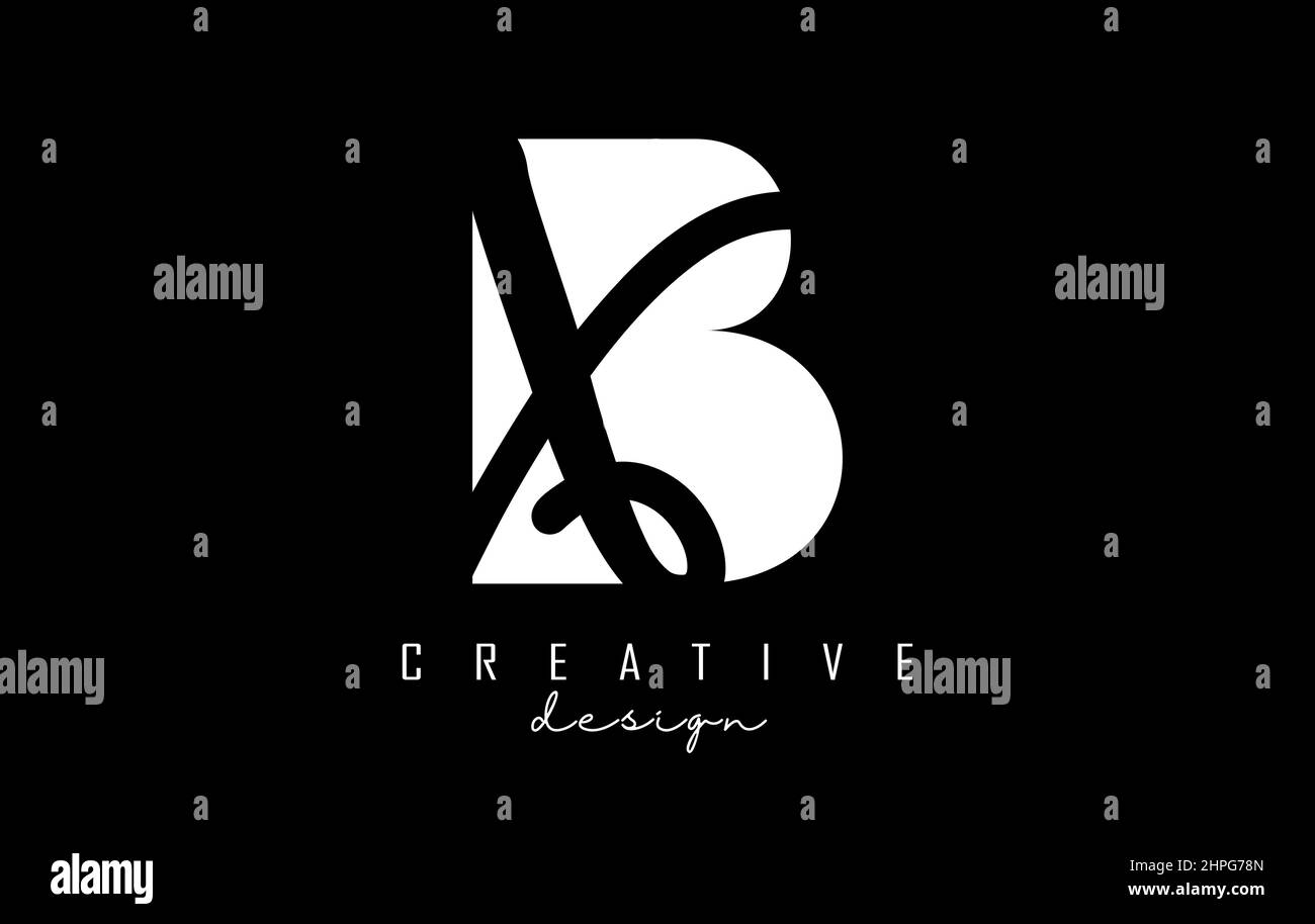Black and white BX Letters logo with negative space. Letters B and X ...