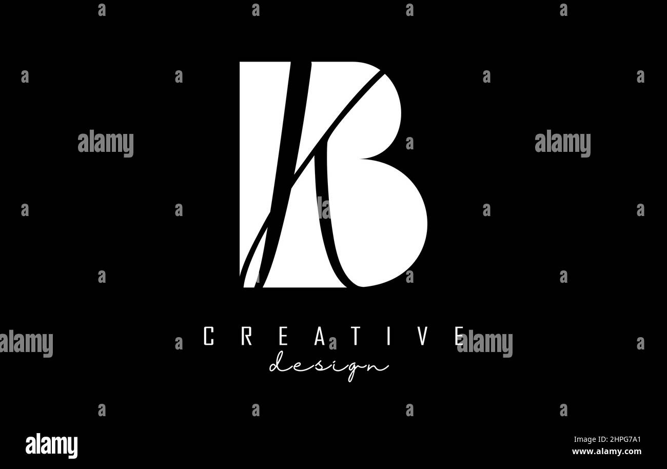 Black and white BK Letters logo with negative space. Letters B and K ...