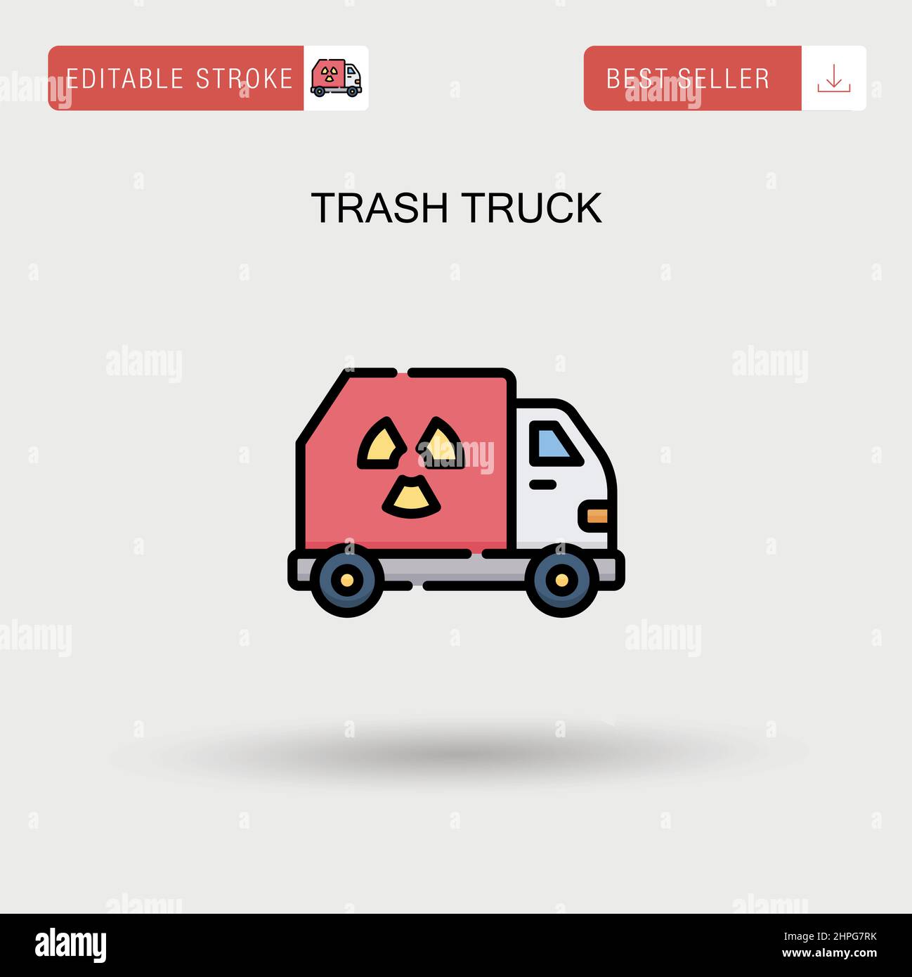 Trash truck Simple vector icon. Stock Vector