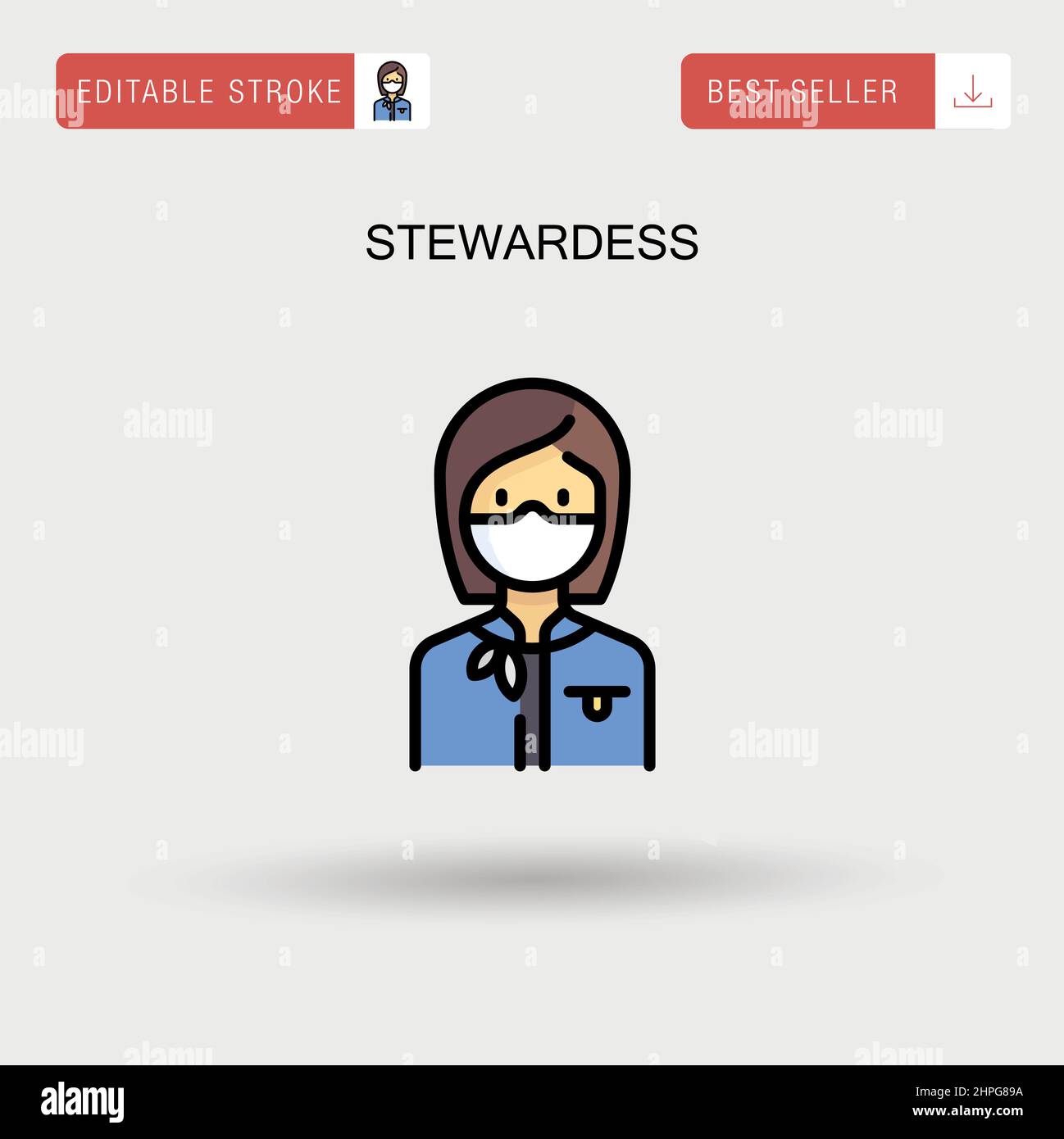Stewardess Simple vector icon. Stock Vector