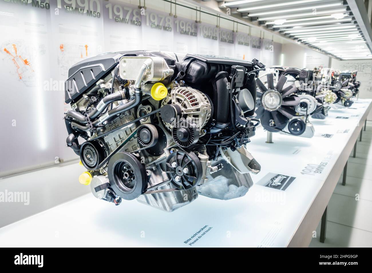 Munich, Germany, September 29, 2015: BMW engines on display at BMW Museum in Munich, Germany Stock Photo