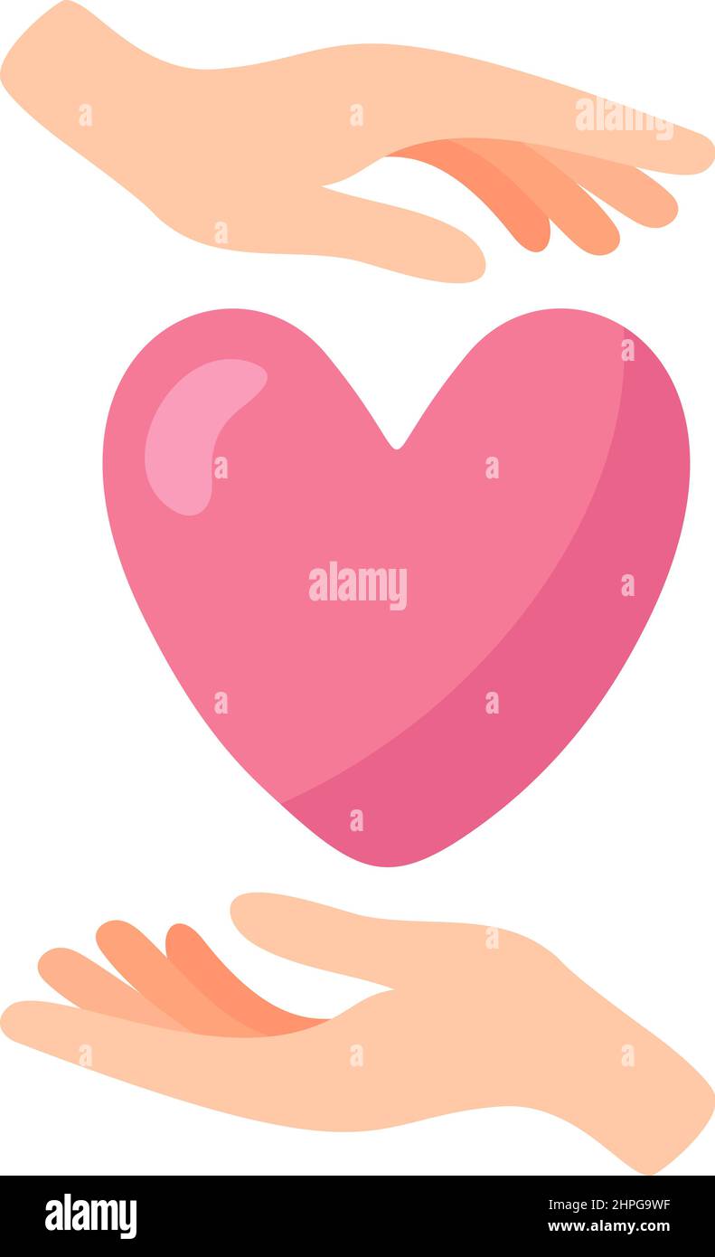Hands with heart protection logo. Valentines day love logotype. Care