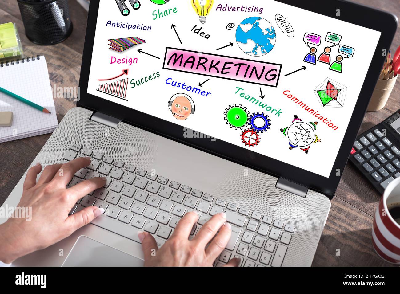 Marketing concept shown on a laptop screen Stock Photo - Alamy