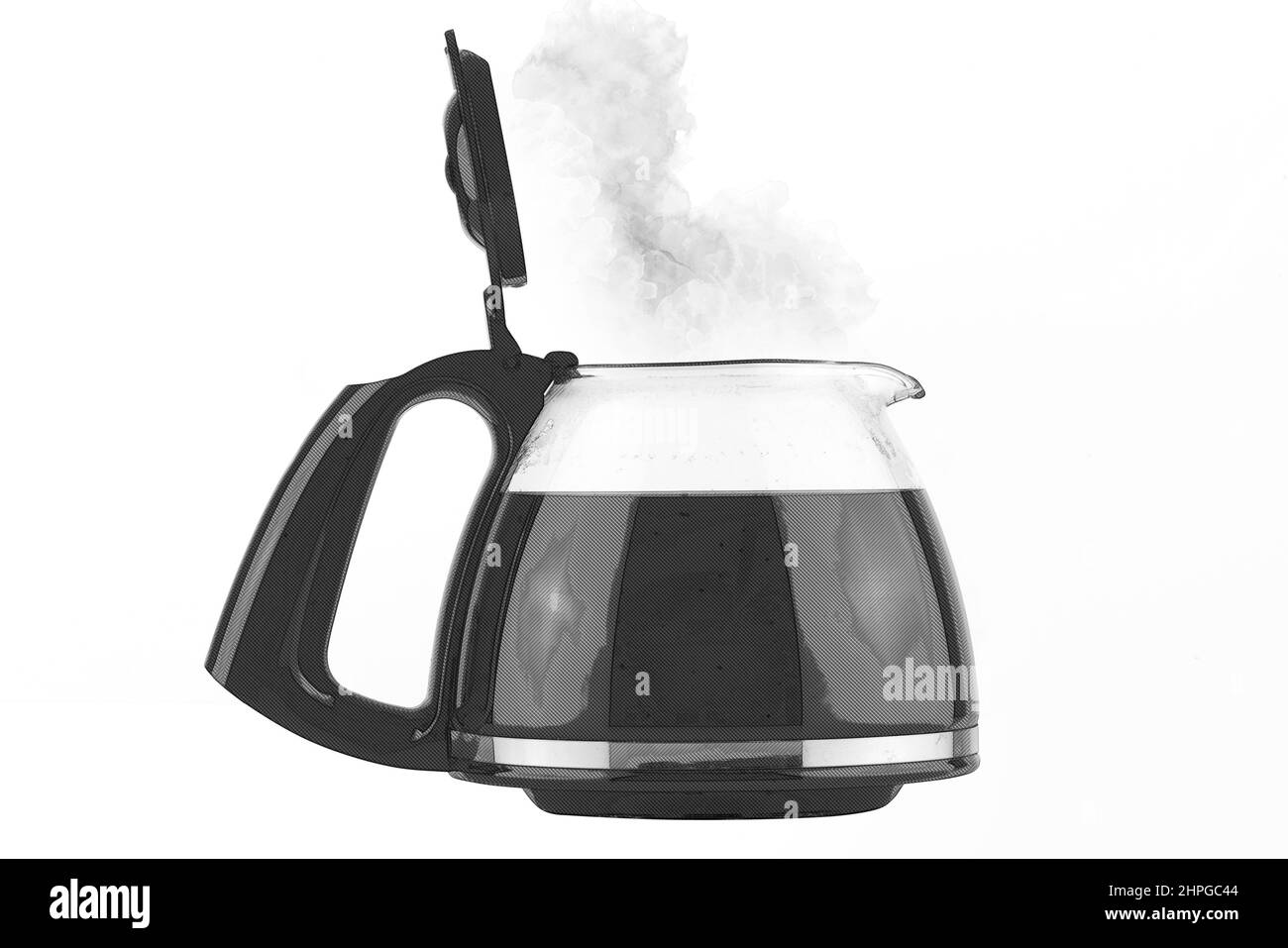 Illustration Art of a filled coffee pot opened Stock Photo