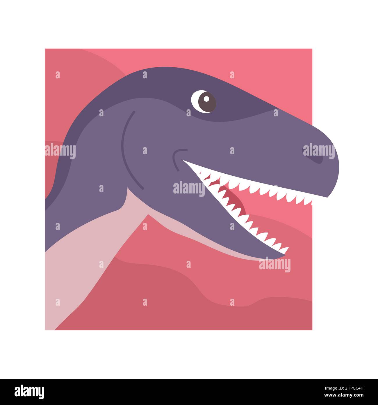 Velociraptor head. Predatory dinosaur of the Jurassic period. Strong hunter raptor. Vector cartoon illustration Stock Vector