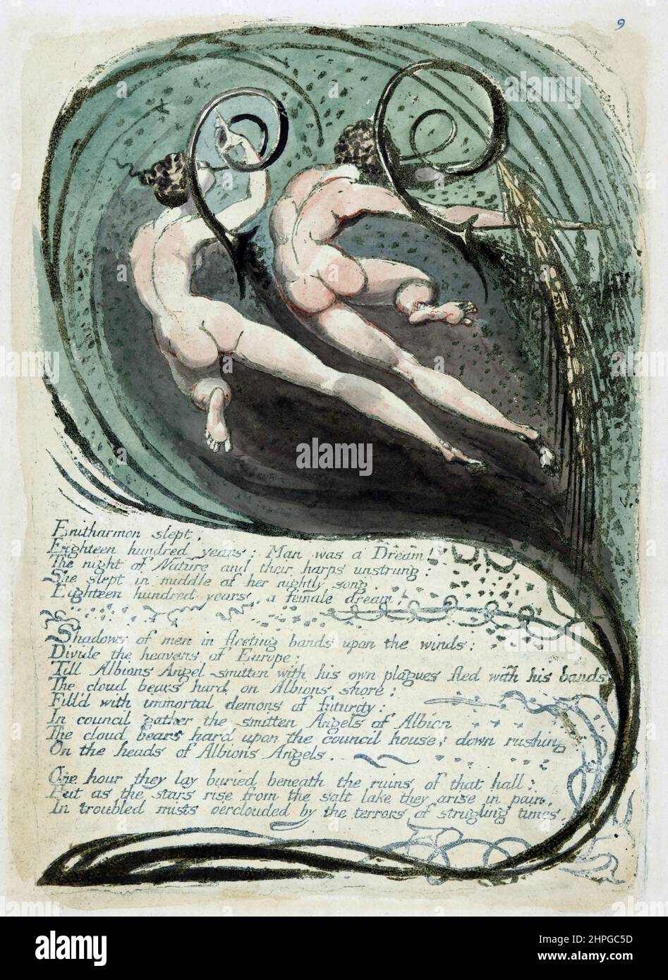 From Europe a Prophecy by English poet and artist William Blake, 1757 - 1827.  Characters from Blake's mythology, or mythopoeia. Stock Photo