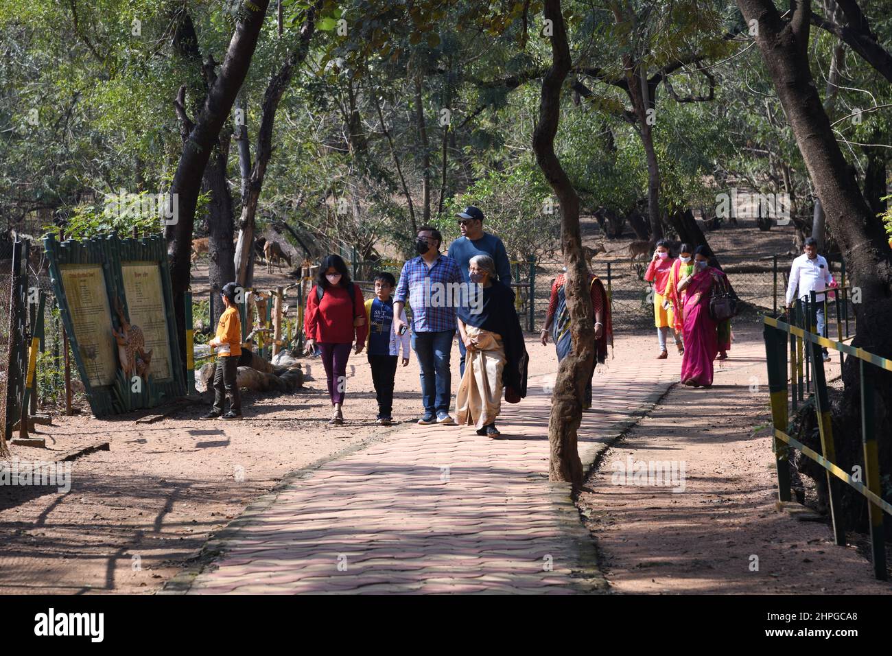 Visitors at the Ballavpur Wildlife Sanctuary. Bolpur, Birbhum, West Bengal, India. Stock Photo