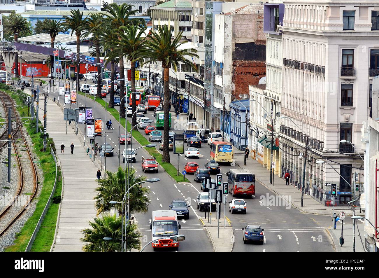 street scene, aerial view, Valparaiso, Chile Stock Photo