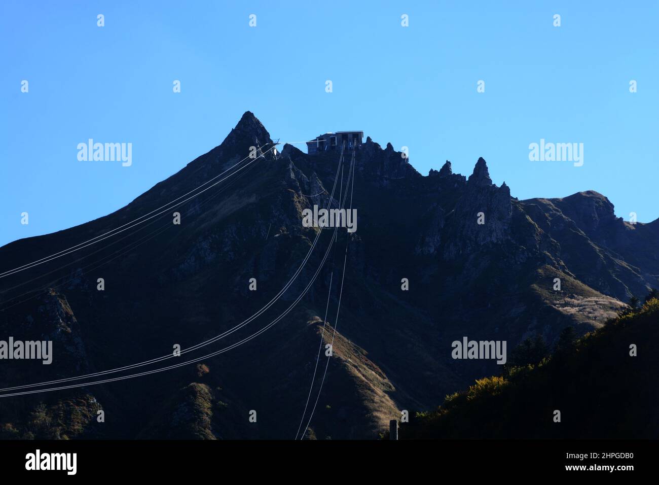 cable car station, Sancy range, Auvergne-Rhone-Alpes, Massif-Central, France Stock Photo