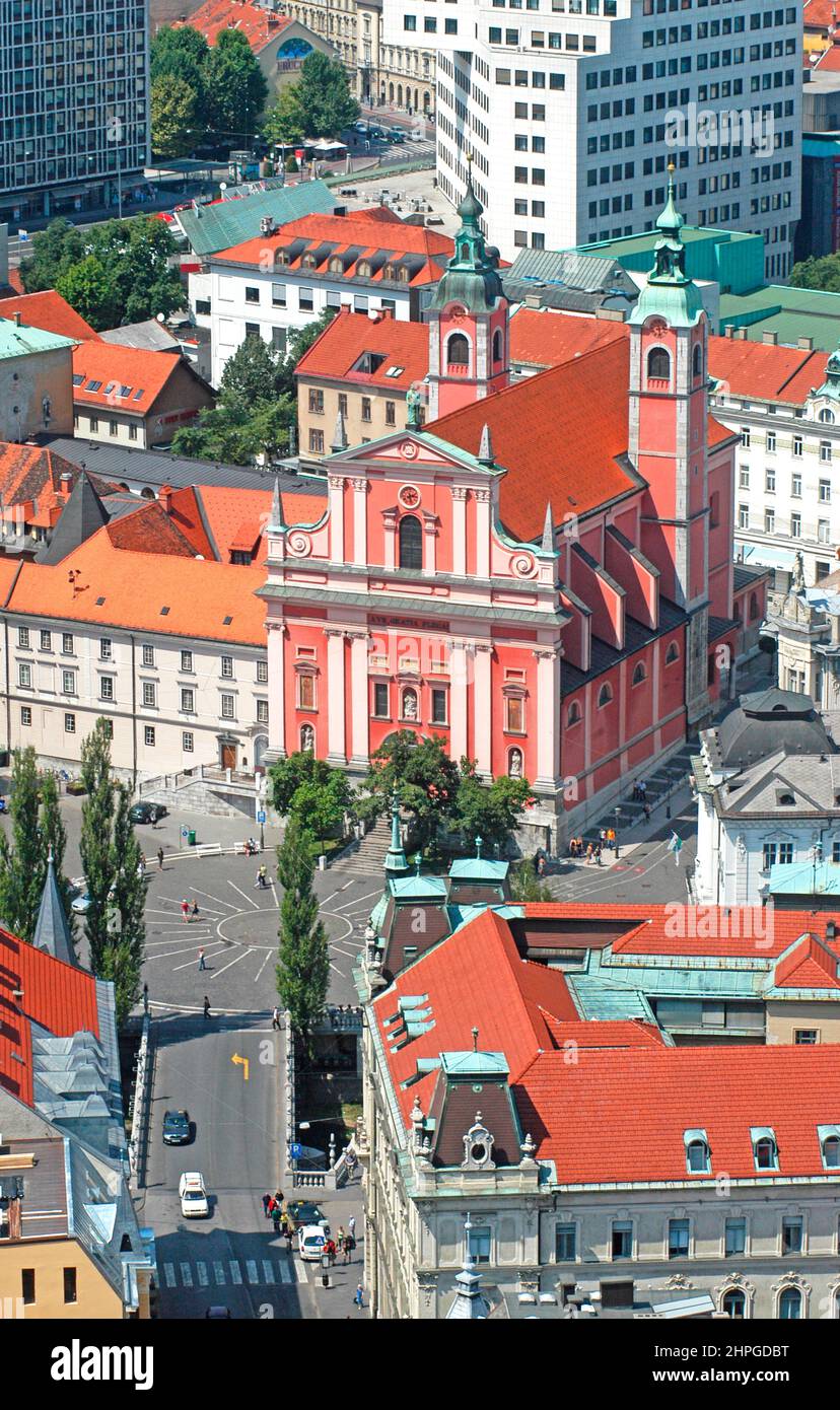 aerial view on Ljubljana city, Slovenia Stock Photo