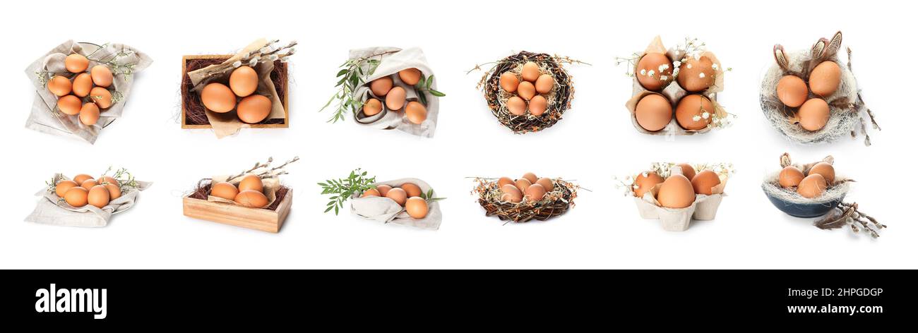 Set of Easter eggs isolated on white Stock Photo - Alamy
