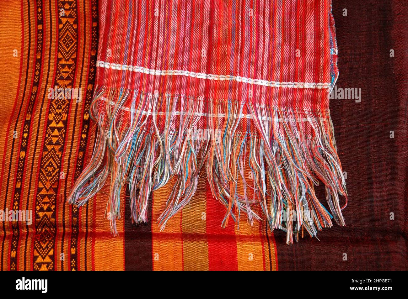 Krama traditional scarf, Phnom Penh, kingdom of Cambodia, Southeast Asiacolors Stock Photo