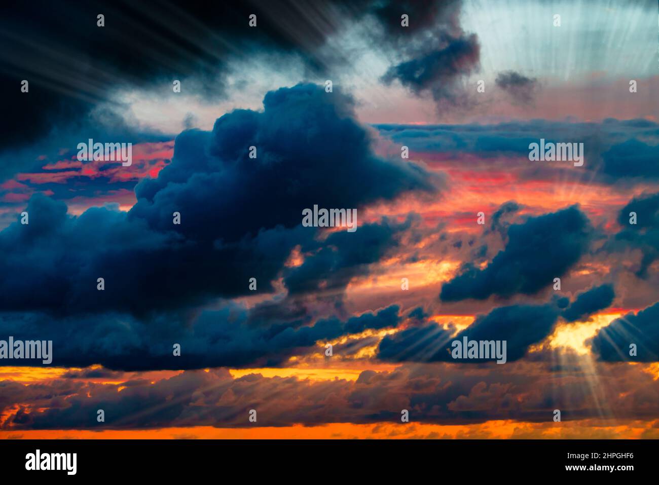 Dramatic sunset sky landscape background Stock Photo - Alamy