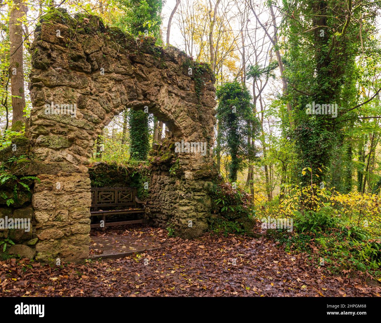 The Grotto, a restored garden feature at Hackfall woods, near Masham in North Yorkshire Stock Photo