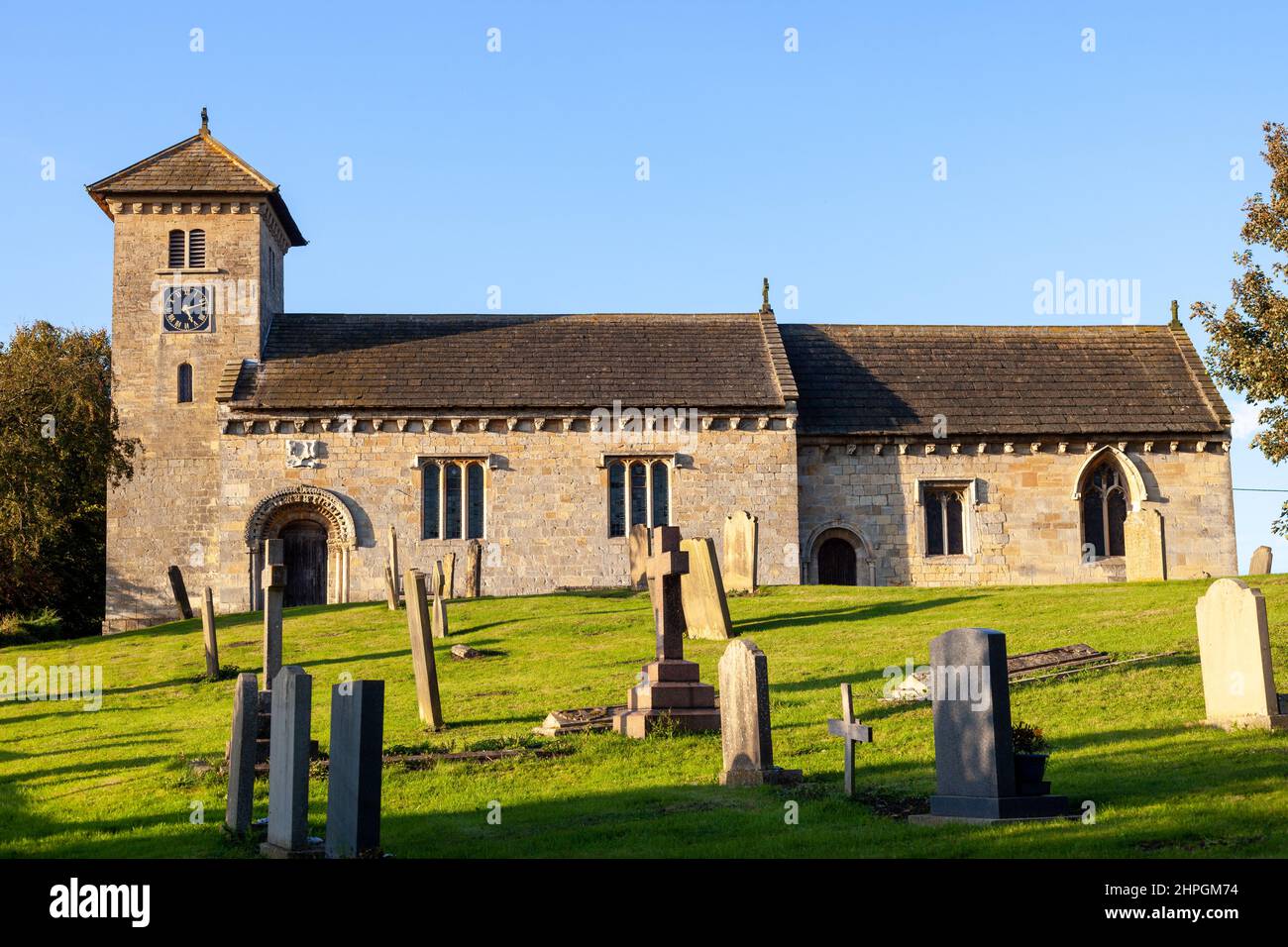 Scenic view of the ancient Norman parish church in Healaugh, North Yorkshire Stock Photo
