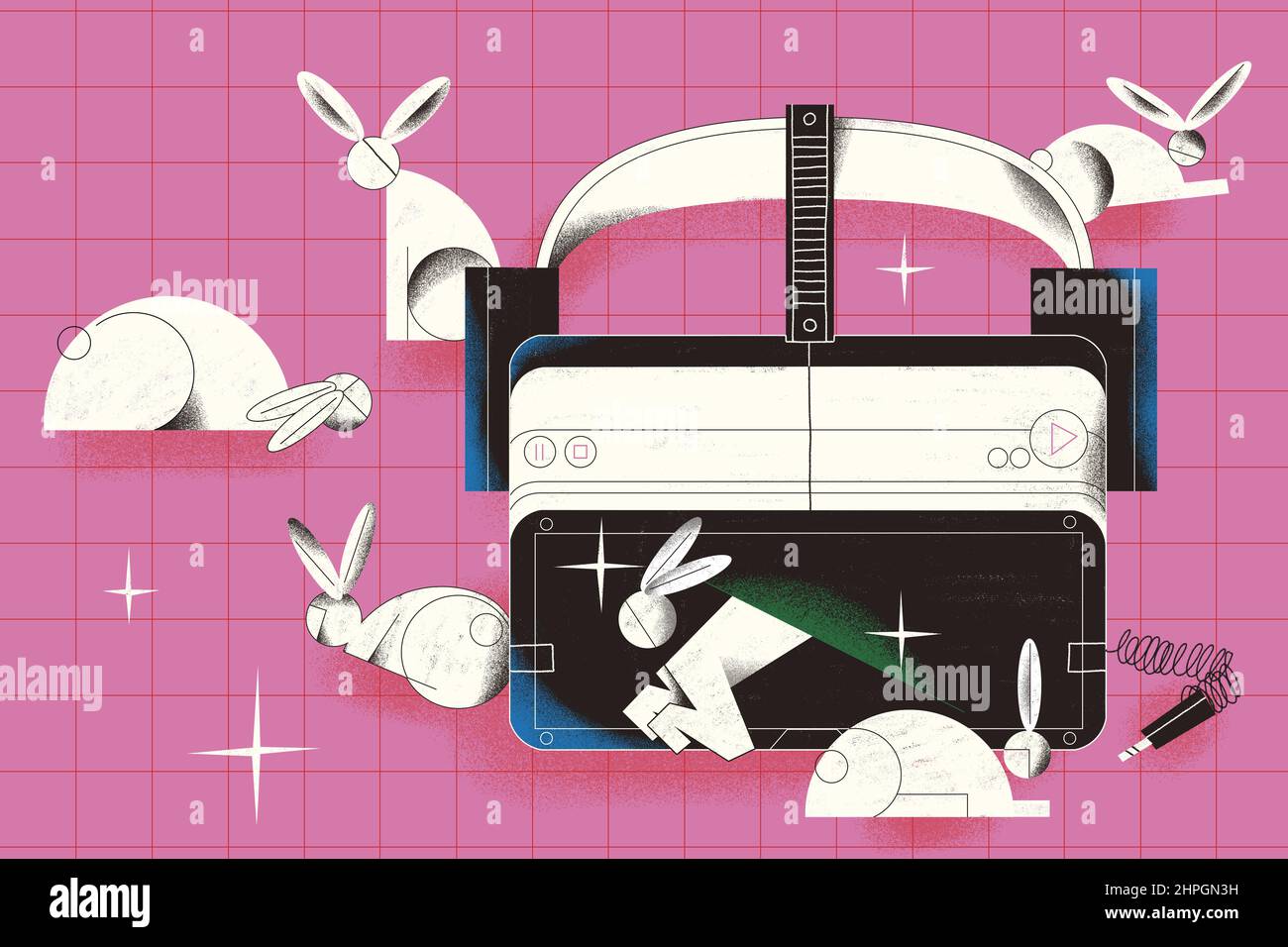 Metaverse and virtual reality. VR headset as a top hat magic device ...