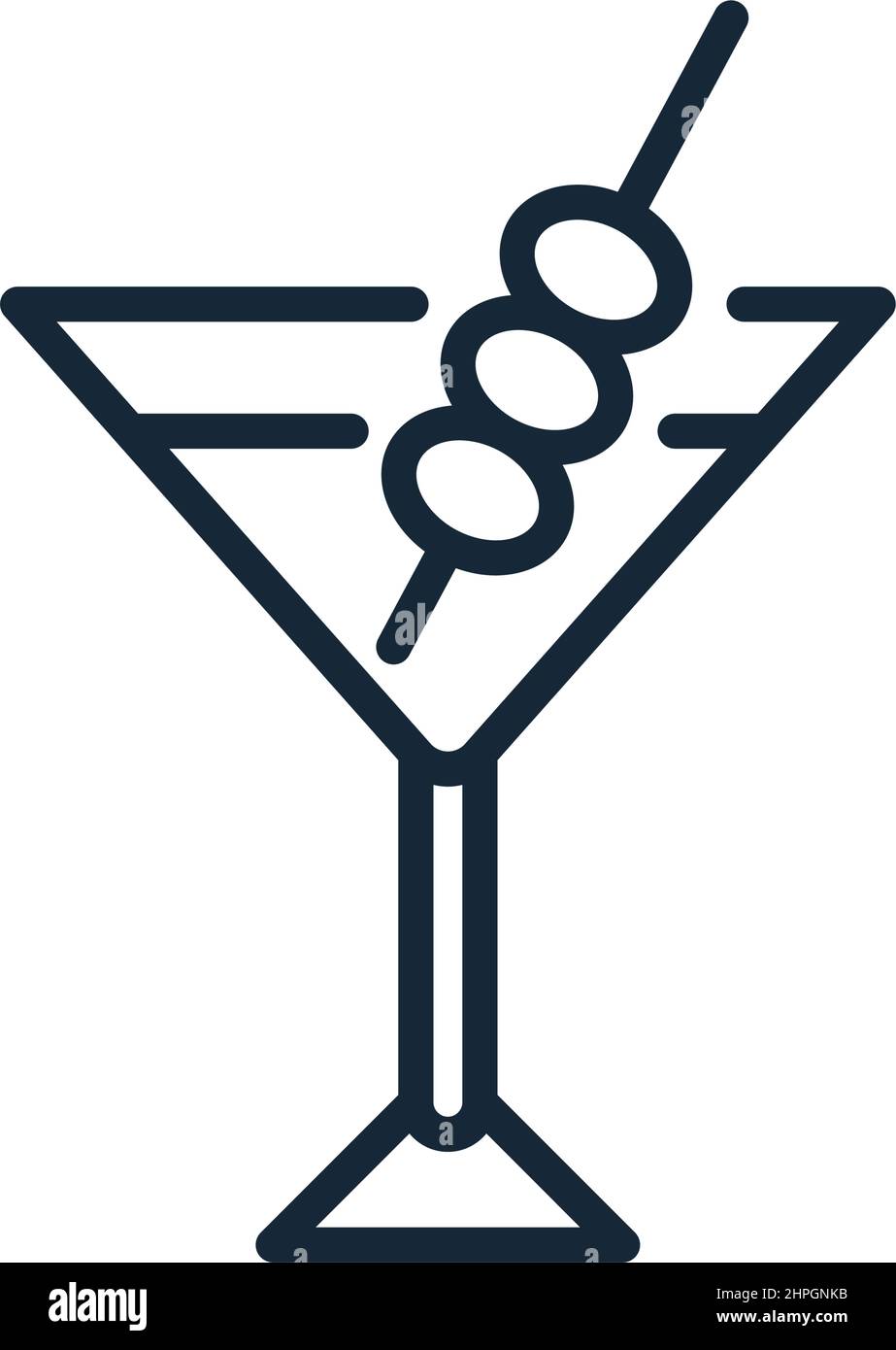 Stylish thin line cocktail icon isolated on white background - Vector ...