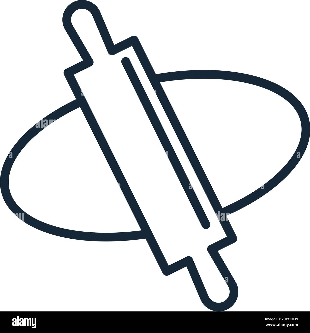 Stylish thin line kitchen rolling pin icon isolated on white background