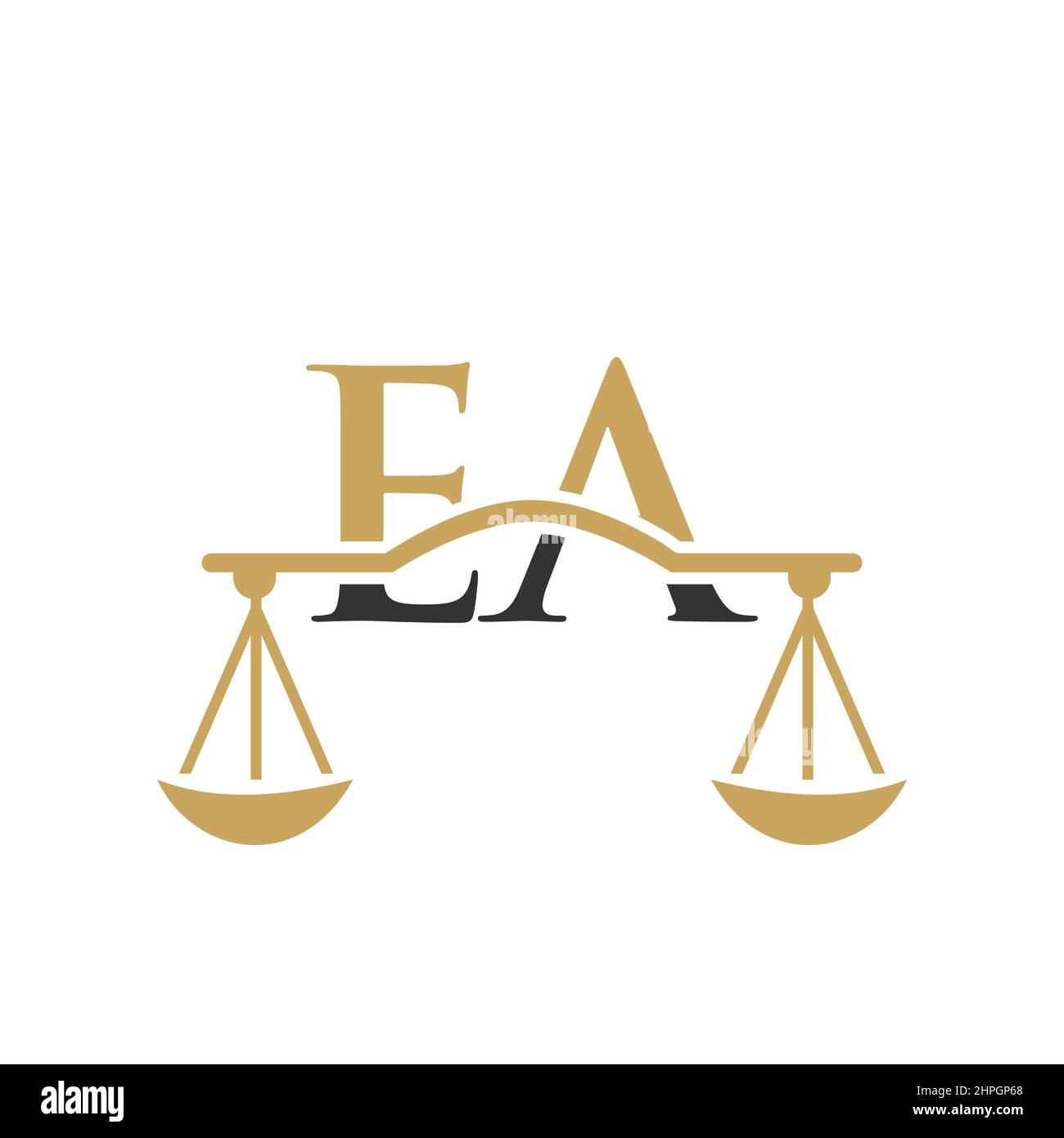 Law Firm Letter EA Logo Design. Lawyer, Law Attorney Lawyer Service, Law Office, Scale. Law Firm Logo On Letter EA Vector Sign Stock Vector