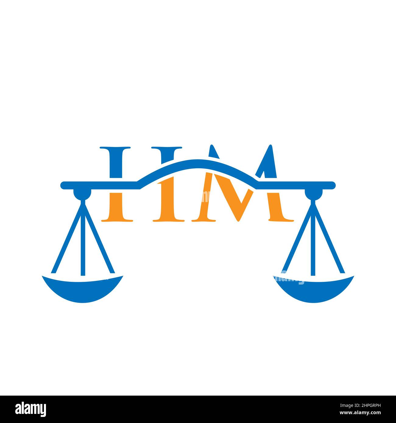 Law Firm Letter HM Logo Design. Lawyer, Law Attorney Lawyer Service, Law Office, Scale. Law Firm Logo On Letter HM Vector Sign Stock Vector