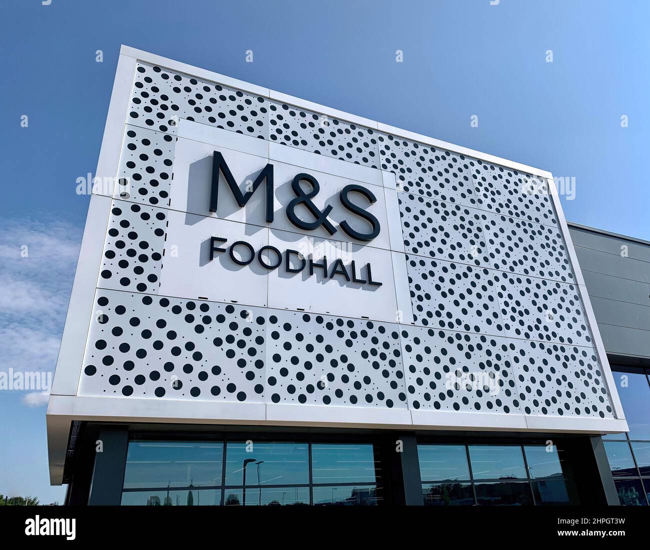 A low angle shot of Marks and Spencer Foodhall at Clock Tower Retail