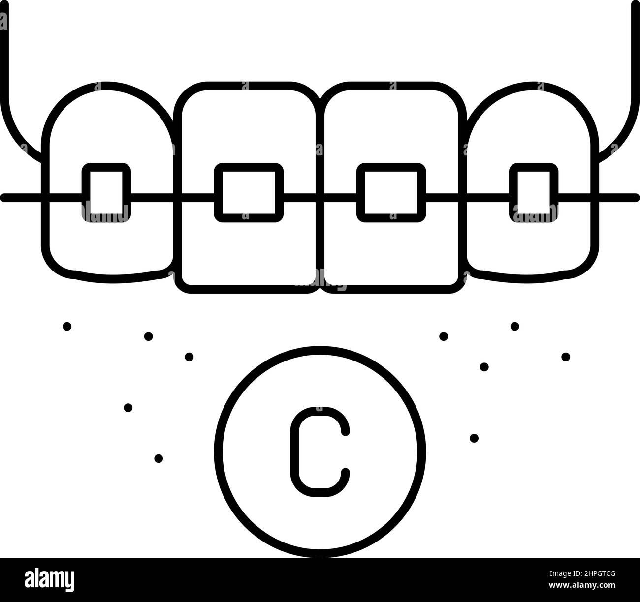ceramic material tooth braces line icon vector illustration Stock ...
