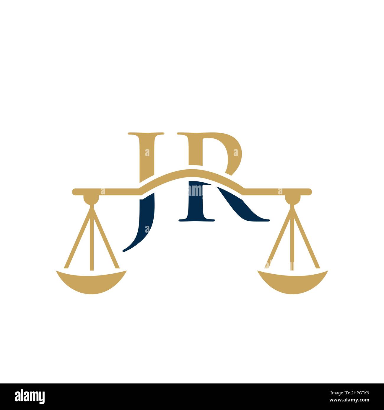 Law Firm Letter JR Logo Design. Lawyer, Law Attorney Lawyer Service, Law Office, Scale. Law Firm Logo On Letter JR Vector Sign Stock Vector