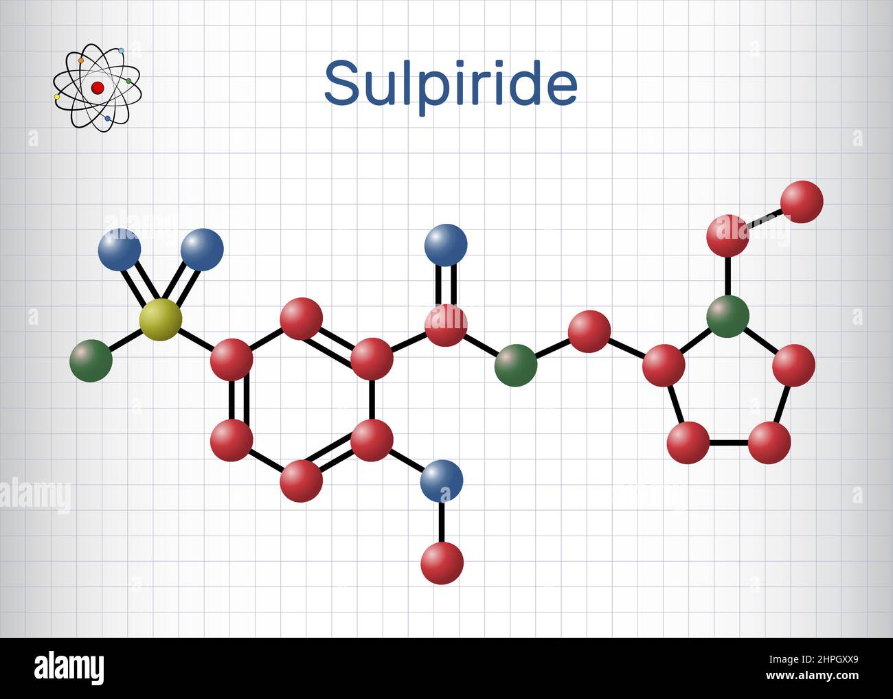 Sulpiride molecule. It is antipsychotic, neuroleptic medication for the ...