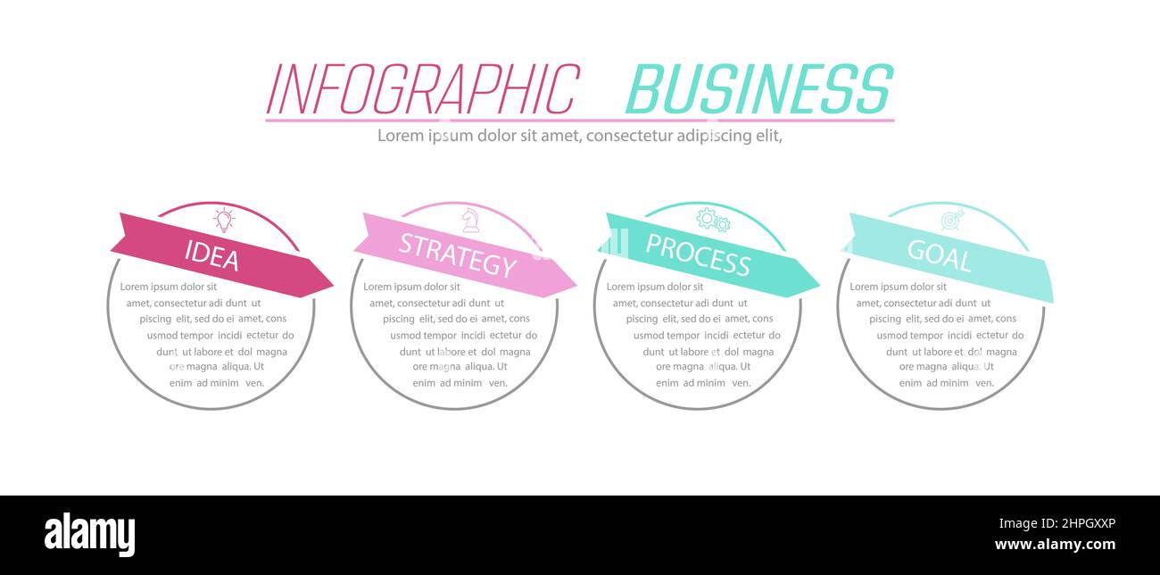 Business Infographics. 4 steps to achieve the result. Stages of ...