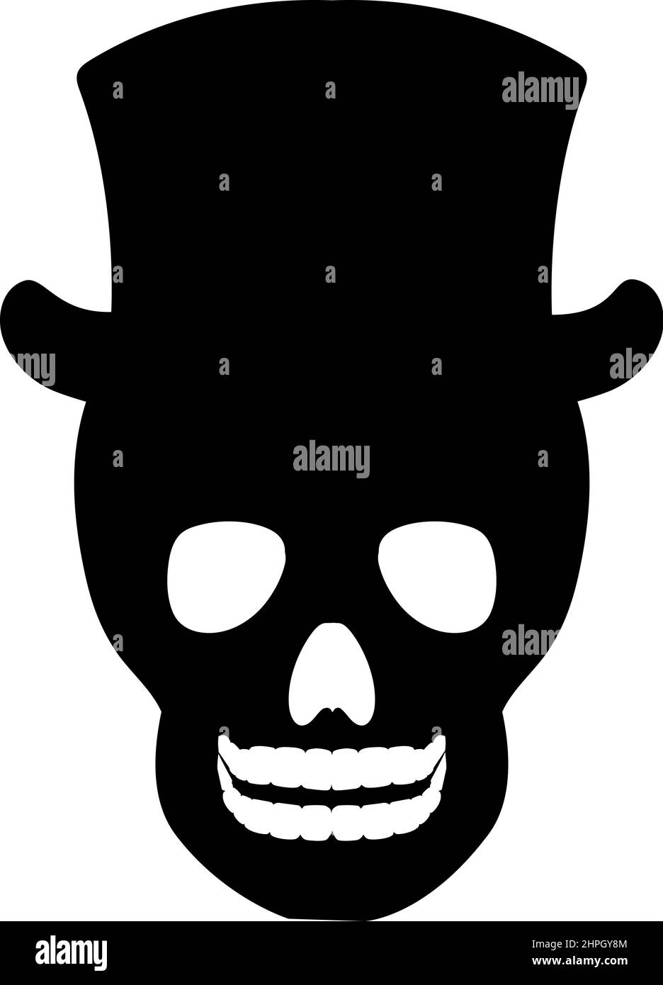 Silhouette skull in hat. Day of the dead skull. Stock Vector