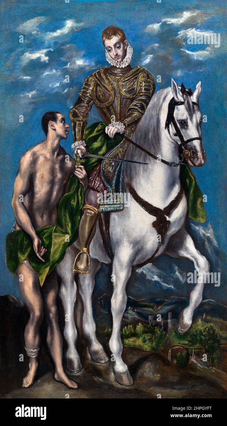Saint Martin and the Beggar by El Greco (Domenikos Theotokopoulos, 1541-1614), oil on canvas, c.1597-1600 Stock Photo
