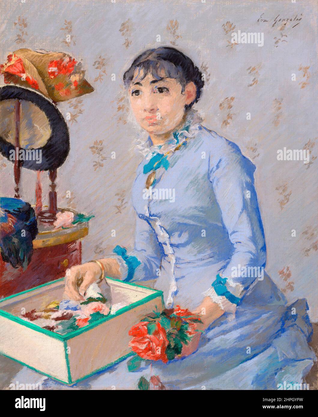 The Milliner by the French impressionist painter, Eva Gonzalès (1849-1883), pastel on canvas, c. 1877 Stock Photo