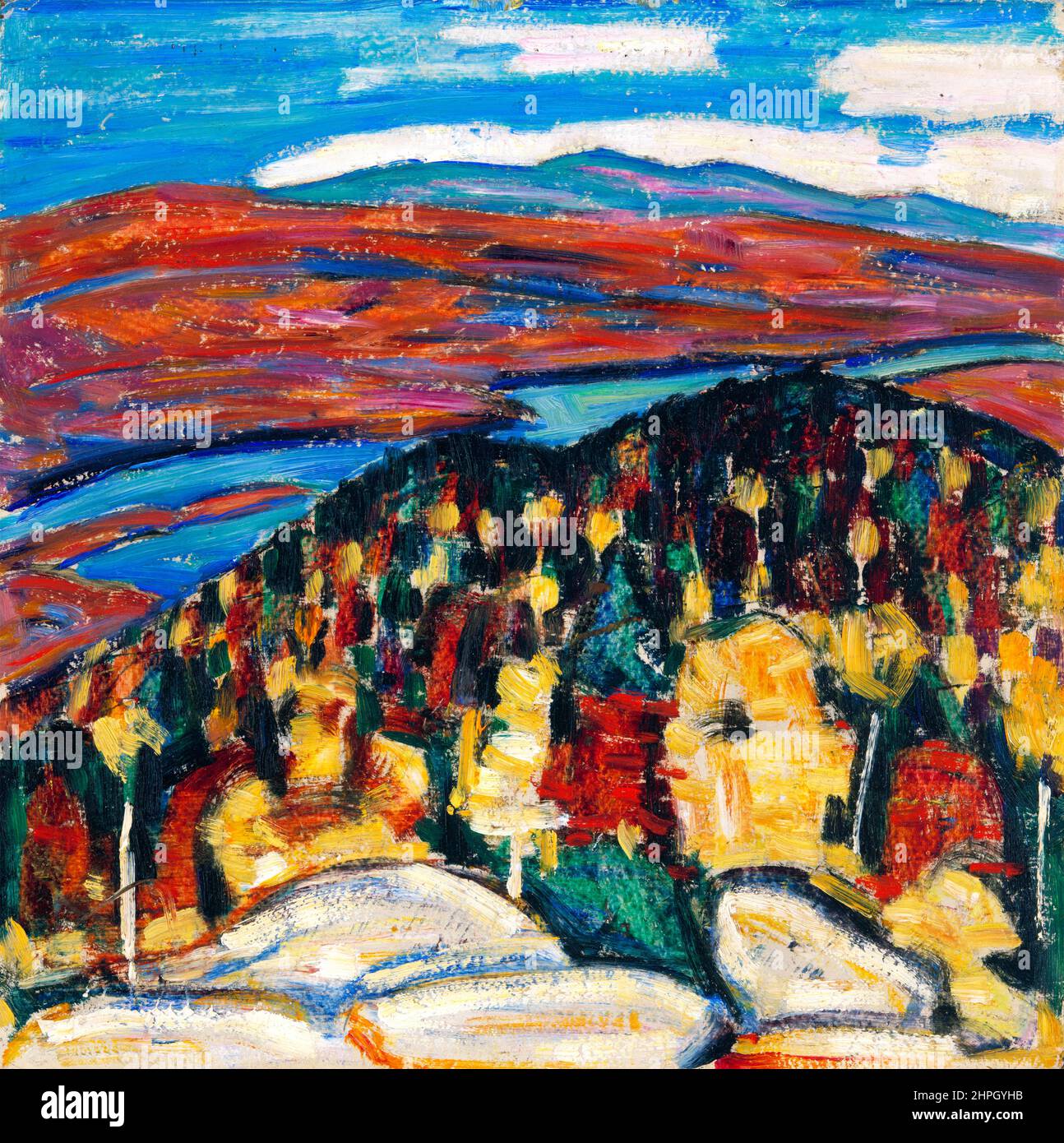 Landscape No 26 by the American Modernist painter, Marsden Hartley (1877-1943), oil on cardboard, c. 1909/10 Stock Photo