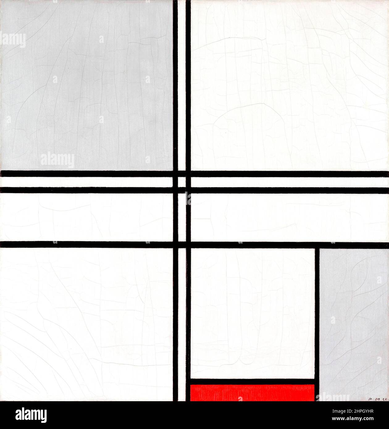 Composition (No. 1) Gray-Red by Piet Mondrian (Mondriaan) (1872-1944), oil on canvas, 1935 Stock Photo
