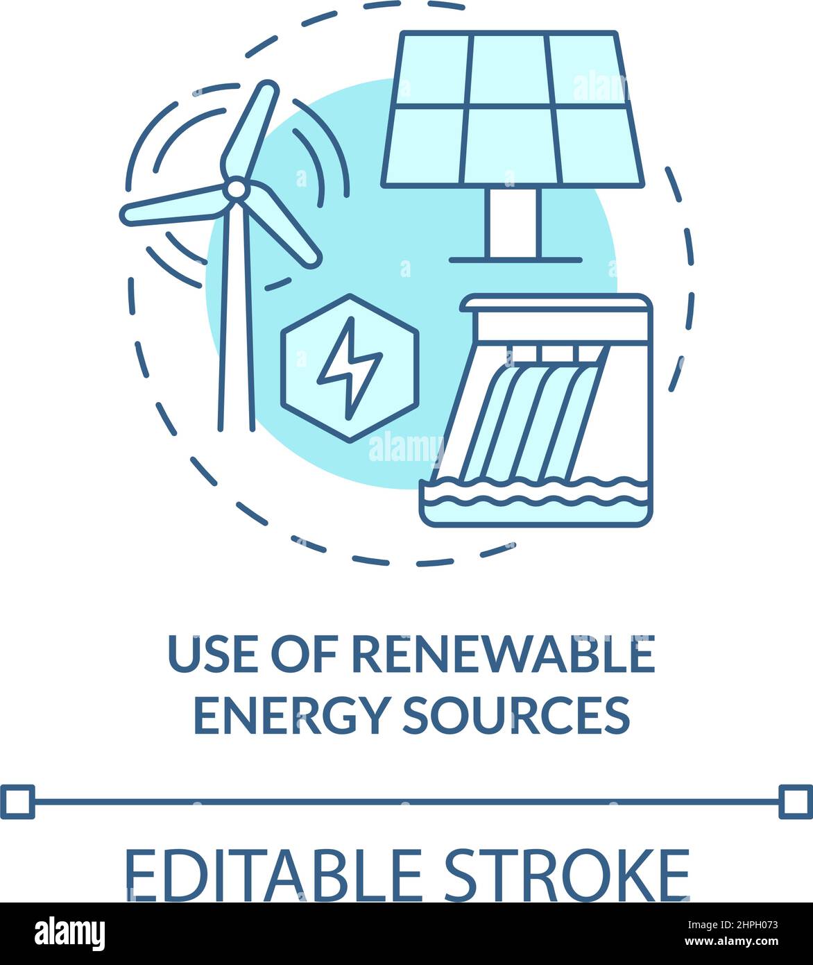 Use of renewable energy sources turquoise concept icon Stock Vector ...