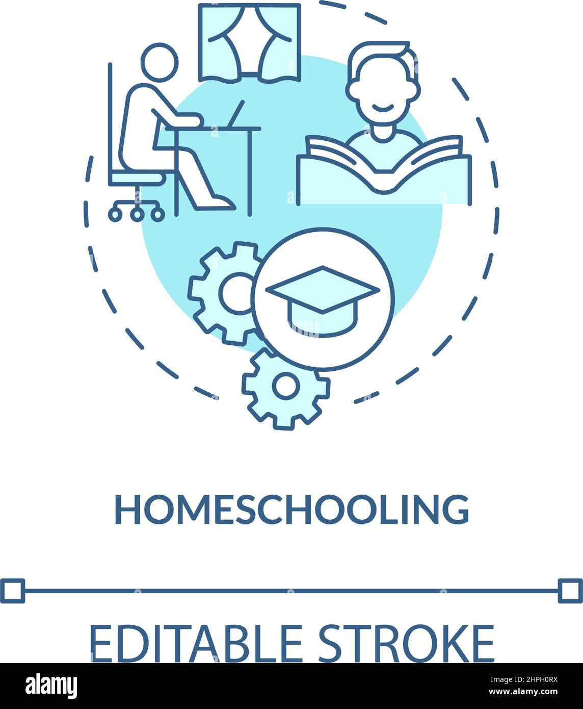 Homeschooling turquoise concept icon Stock Vector