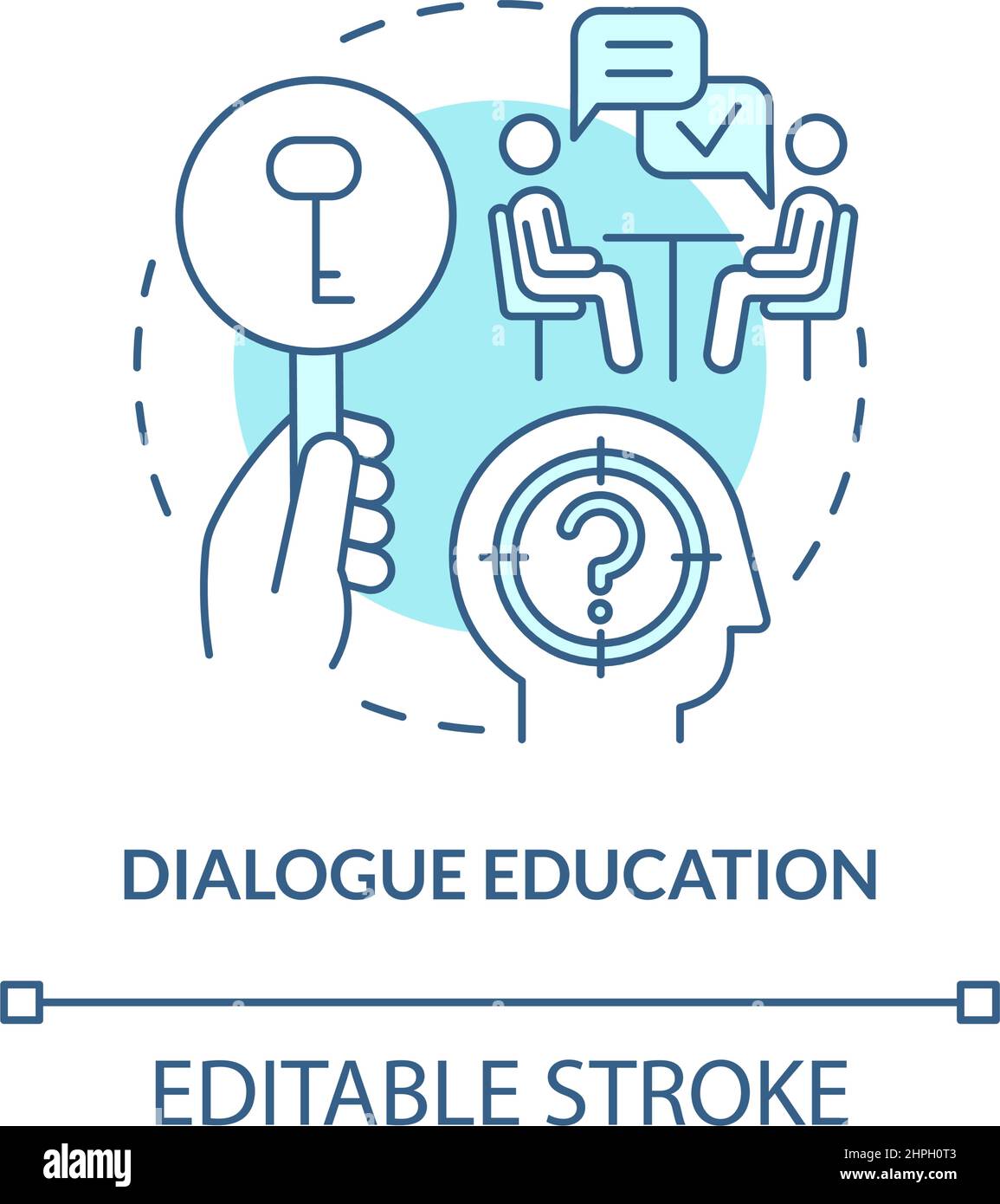 Dialogue education turquoise concept icon Stock Vector
