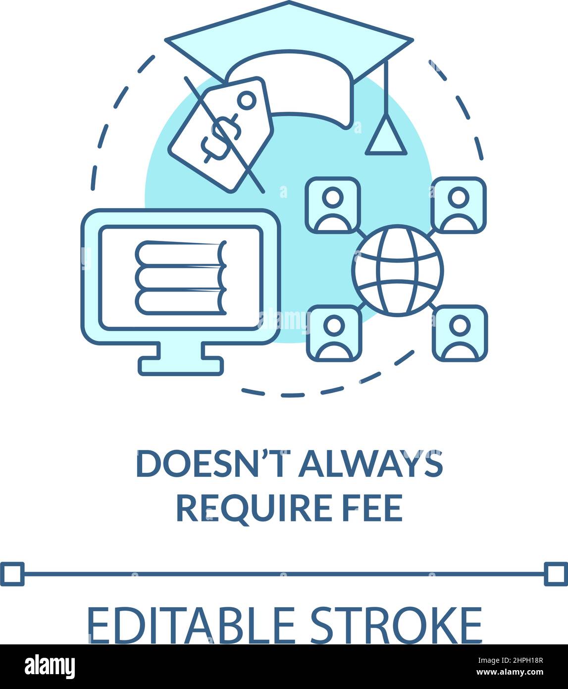 Doesnt always require fee turquoise concept icon Stock Vector