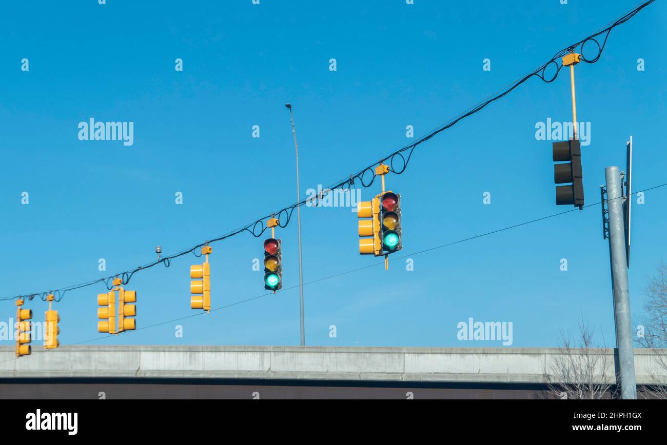 Traffic lights in Quincy Massachusetts USA Stock Photo Alamy