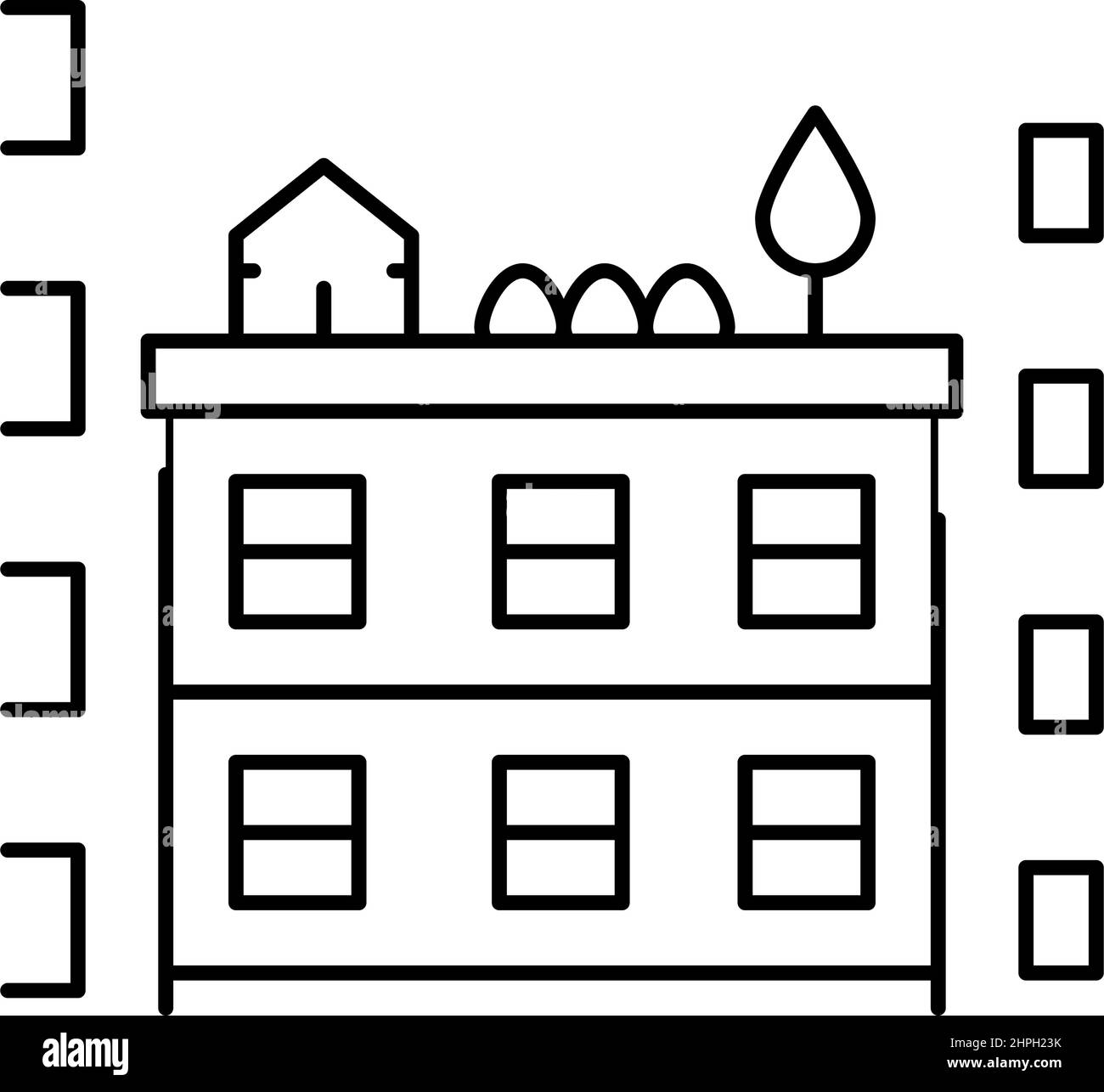 growth plant on building roof line icon vector illustration Stock ...